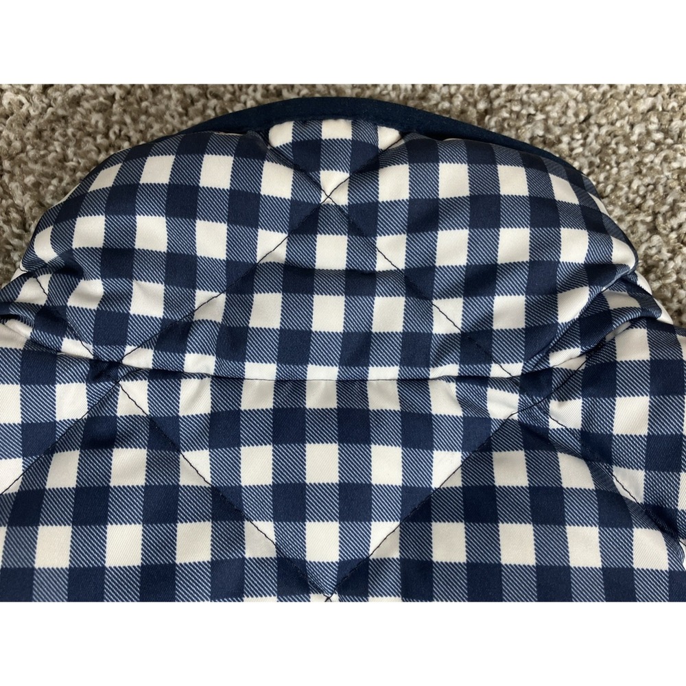 J. Crew Black‎ Label Down Vest Women's Small Blue White Gingham Check Full Zip - Picture 7 of 10